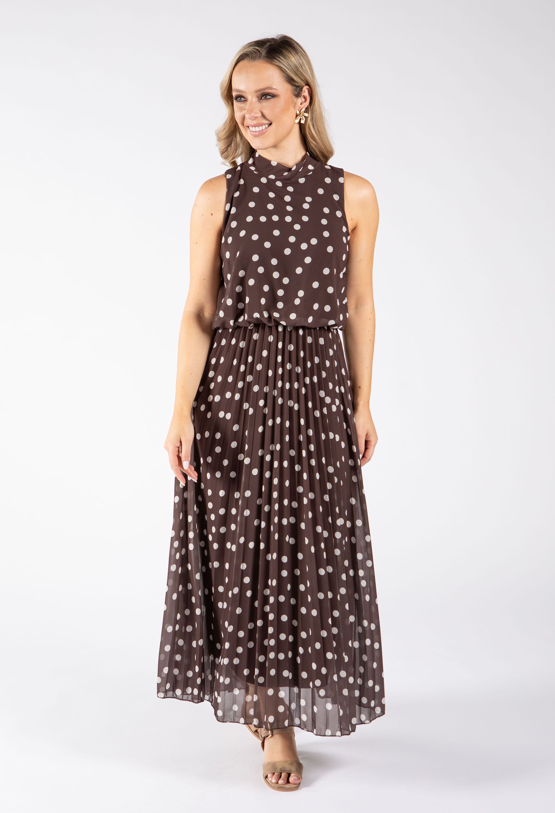 Polka Dot Halter Midi Dress