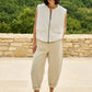 High waist barrel trousers with button detail