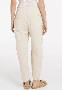 High waist barrel trousers with button detail