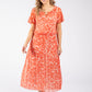 Rofari Plisse Pleated Midi Dress