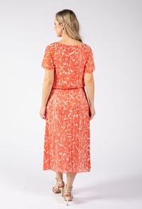 Rofari Plisse Pleated Midi Dress