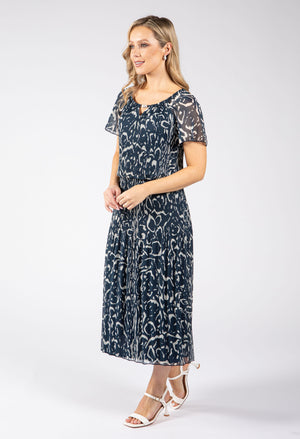 Rofari Plisse Pleated Midi Dress