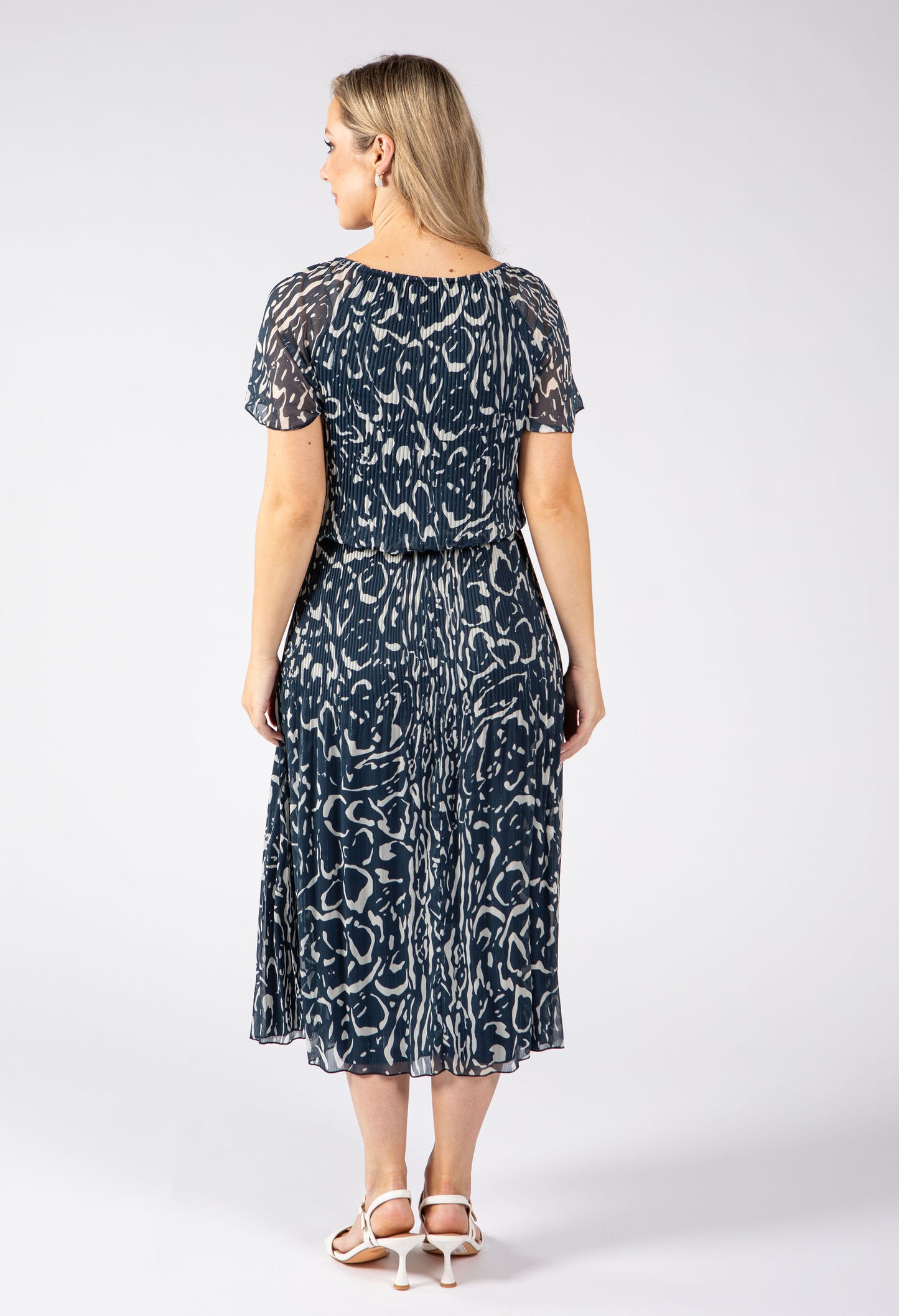 Rofari Plisse Pleated Midi Dress