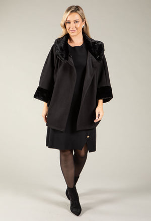 Faux Fur Trim Over Coat