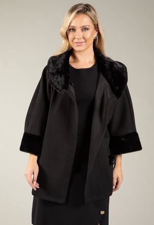 Faux Fur Trim Over Coat