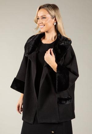 Faux Fur Trim Over Coat
