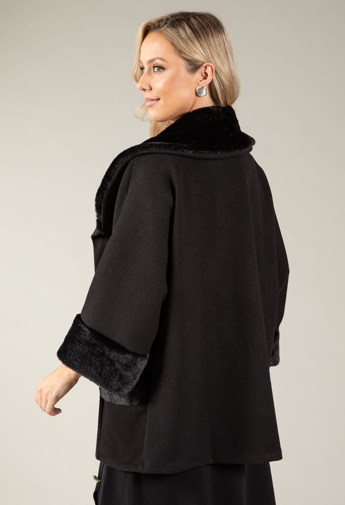 Faux Fur Trim Over Coat