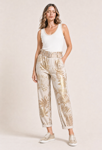 Gold Foil Belted Joggers