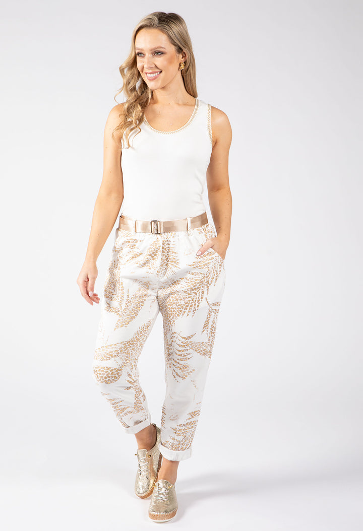 Gold Foil Belted Joggers