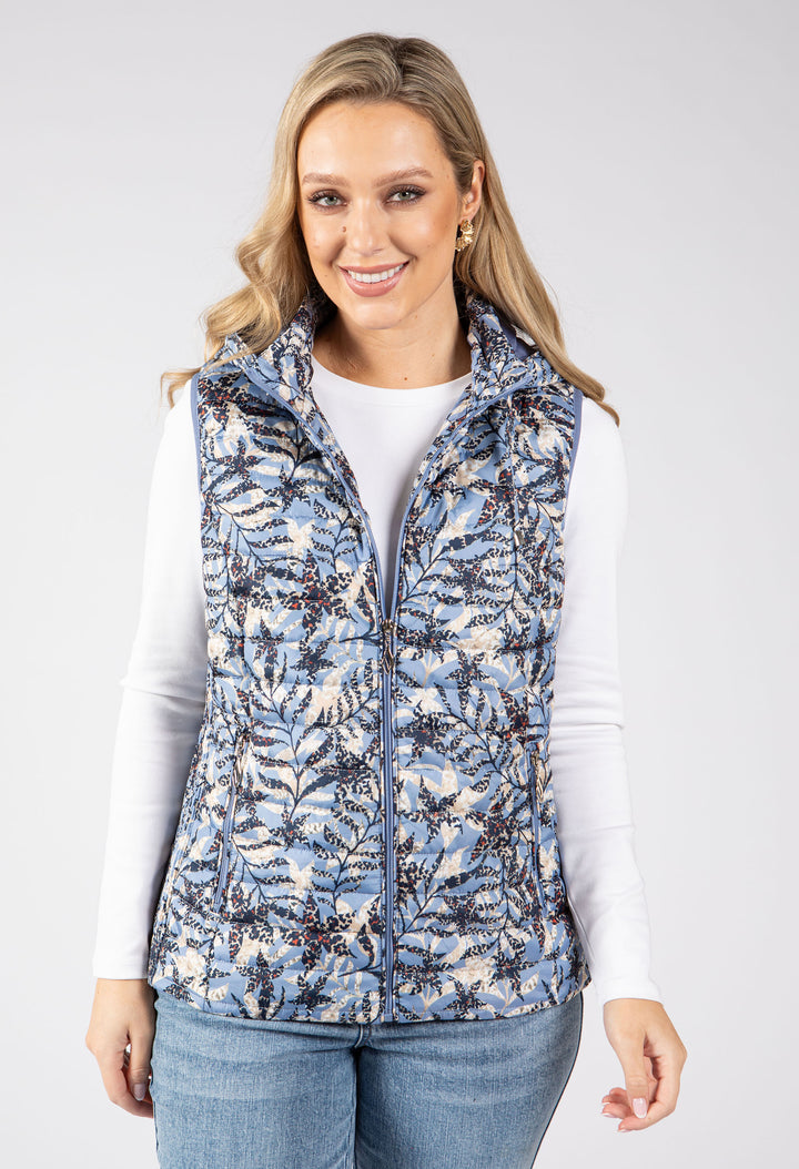 Abstract Print Quilted Gilet