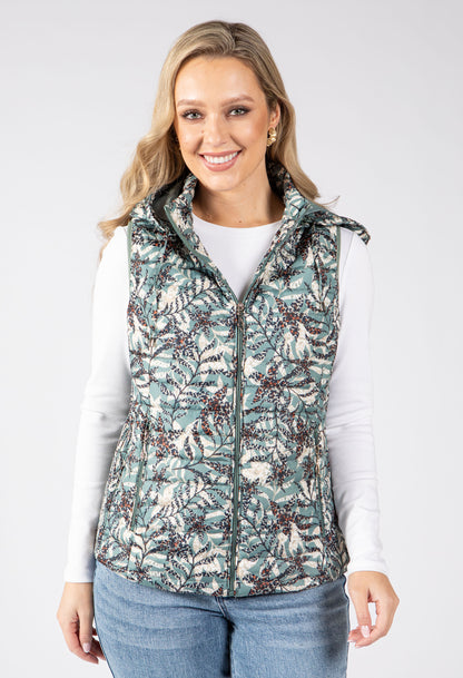 Abstract Print Quilted Gilet