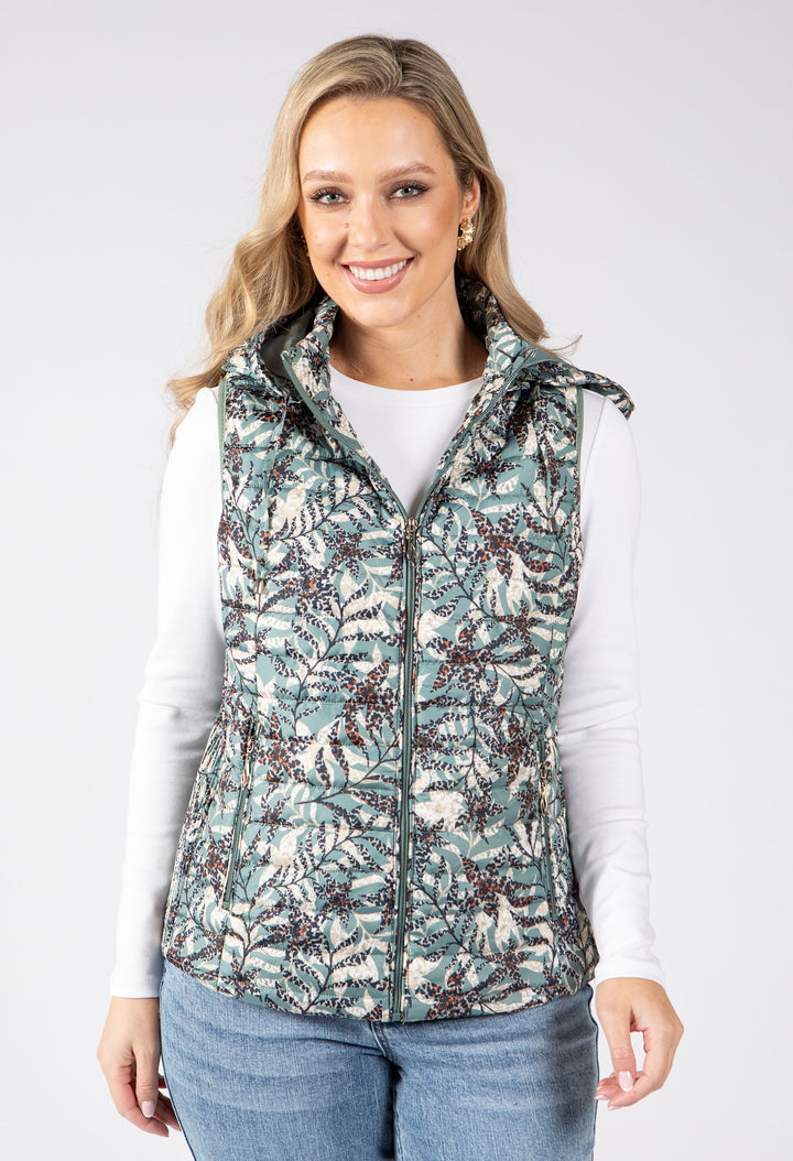 Abstract Print Quilted Gilet