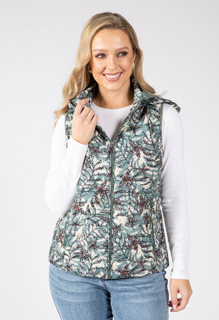Abstract Print Quilted Gilet
