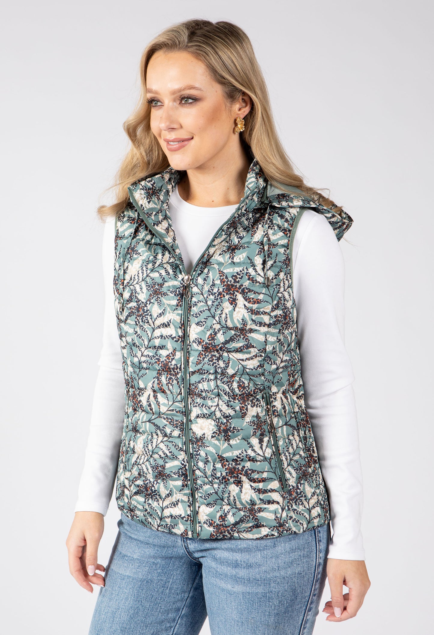 Abstract Print Quilted Gilet