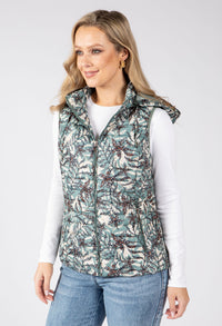 Abstract Print Quilted Gilet