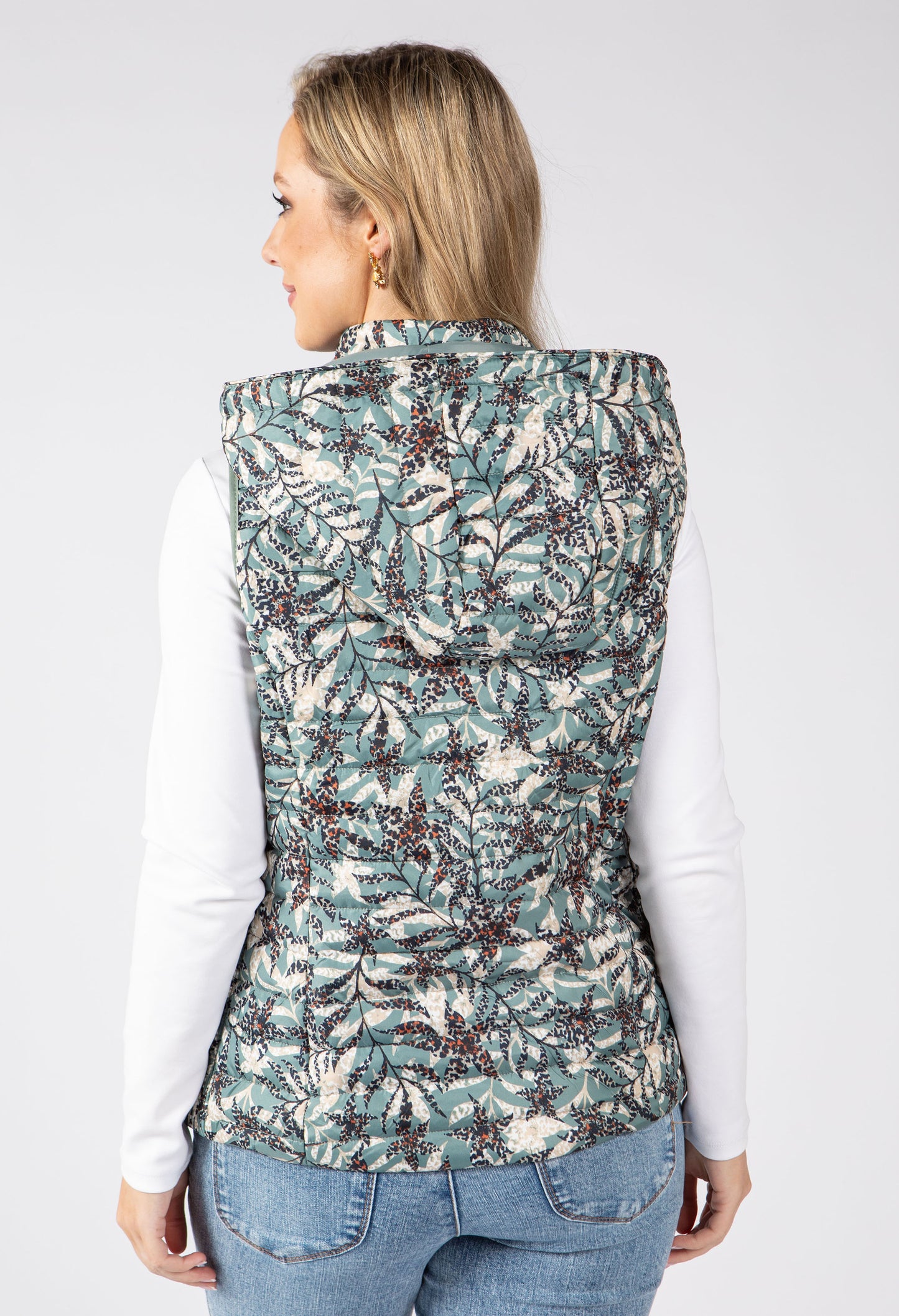 Abstract Print Quilted Gilet