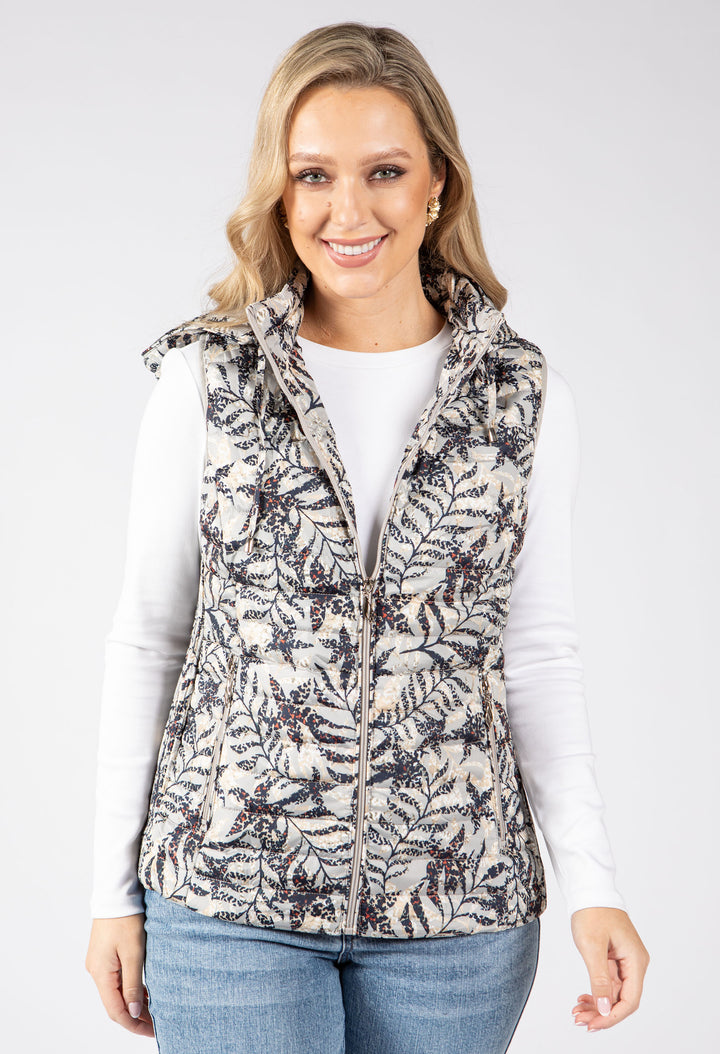 Abstract Print Quilted Gilet