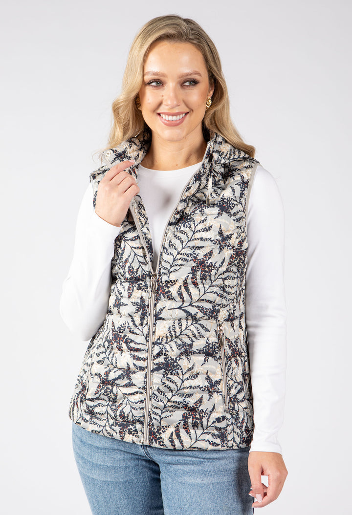 Abstract Print Quilted Gilet