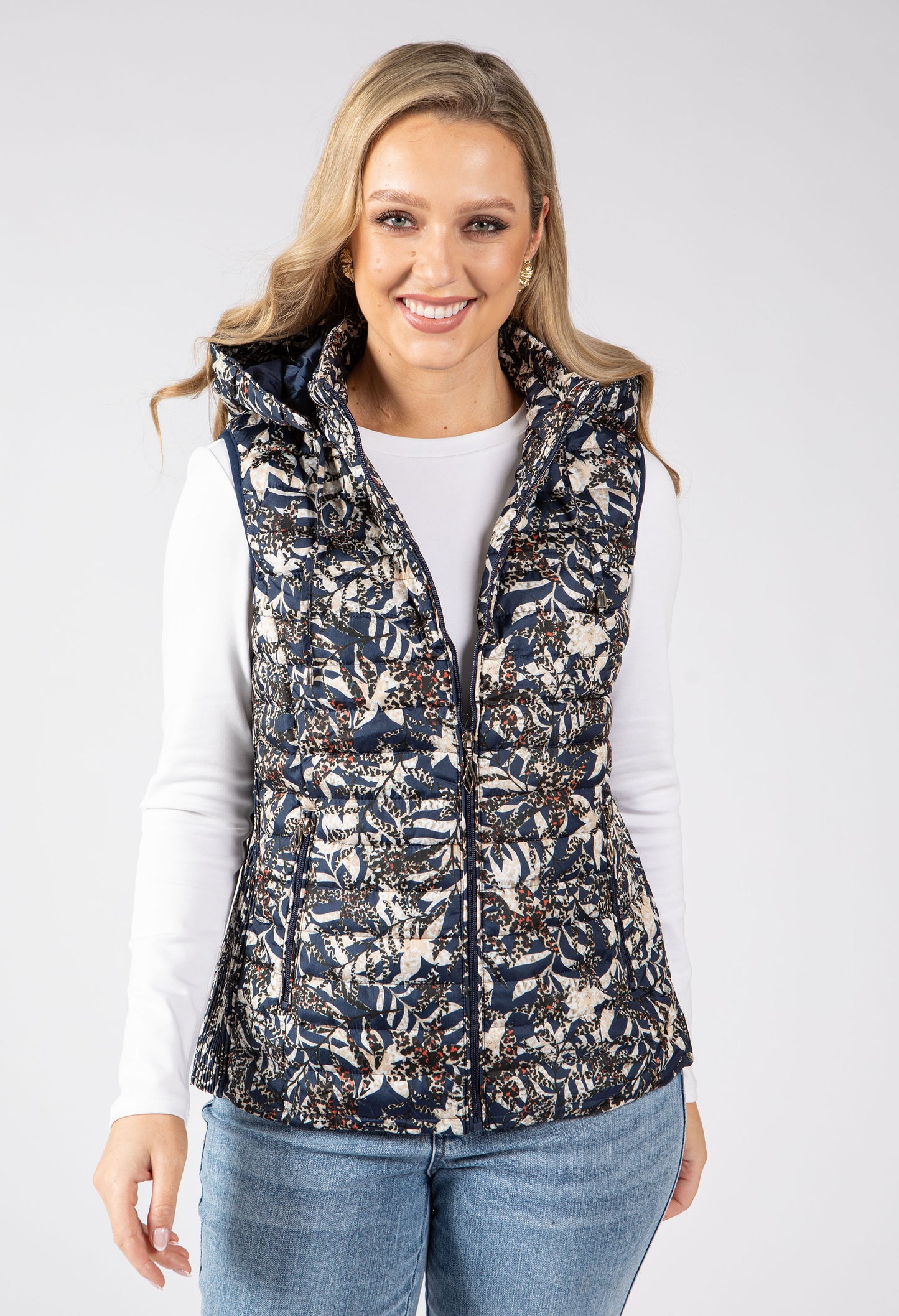 Abstract Print Quilted Gilet