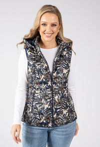 Abstract Print Quilted Gilet