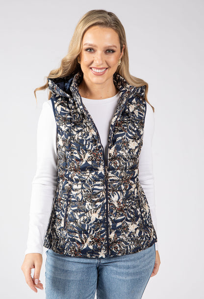 Abstract Print Quilted Gilet
