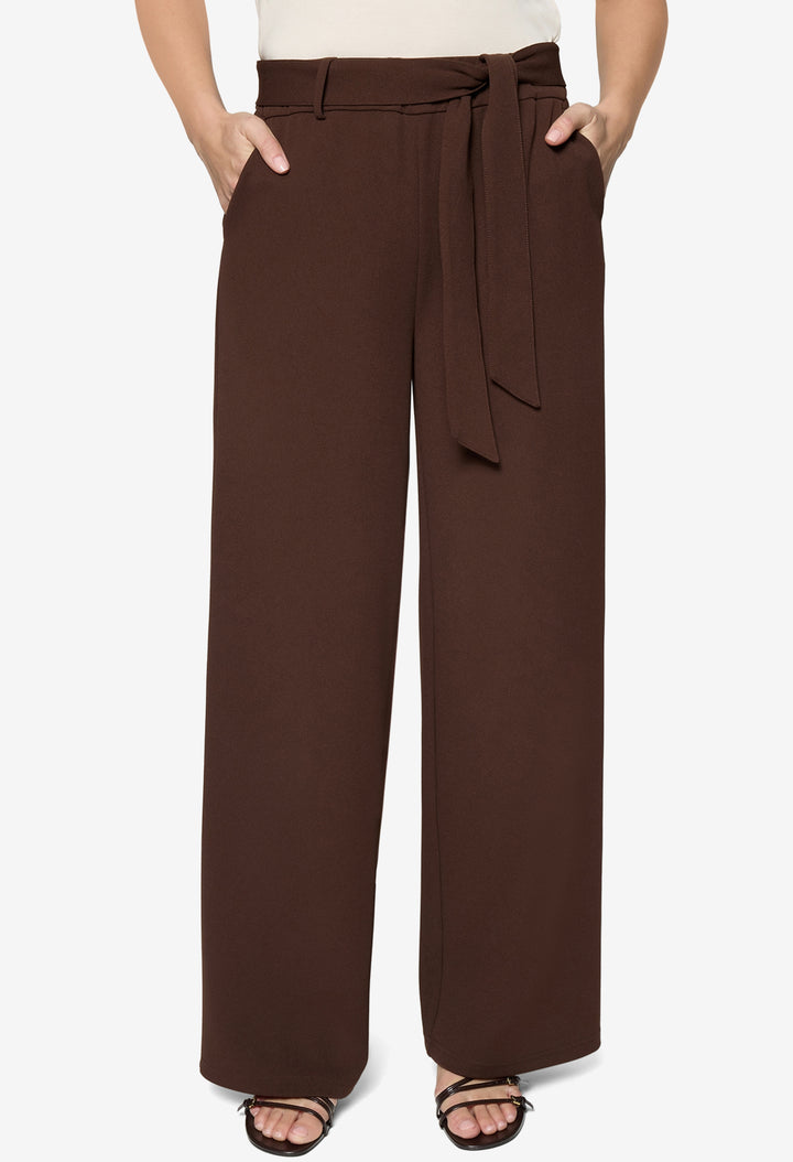Wide Leg Belted Trousers