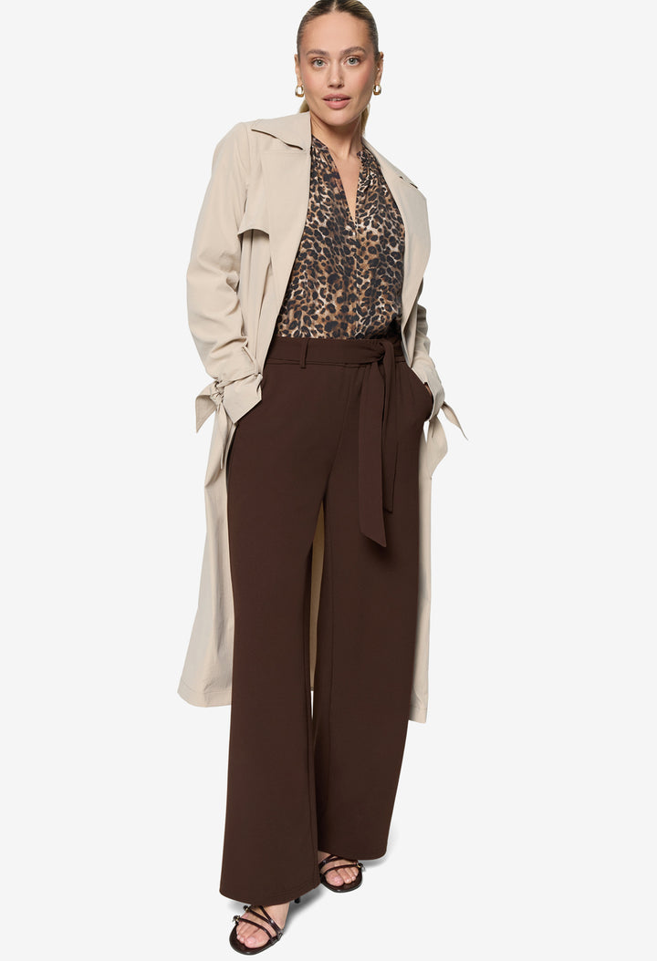 Wide Leg Belted Trousers