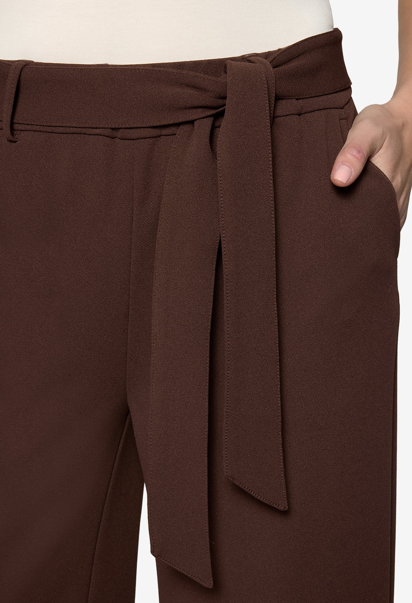 Wide Leg Belted Trousers