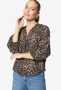 Leopard Print Slip On Blouse