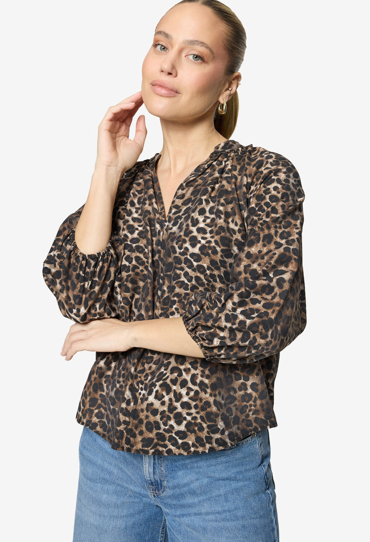 Leopard Print Slip On Blouse