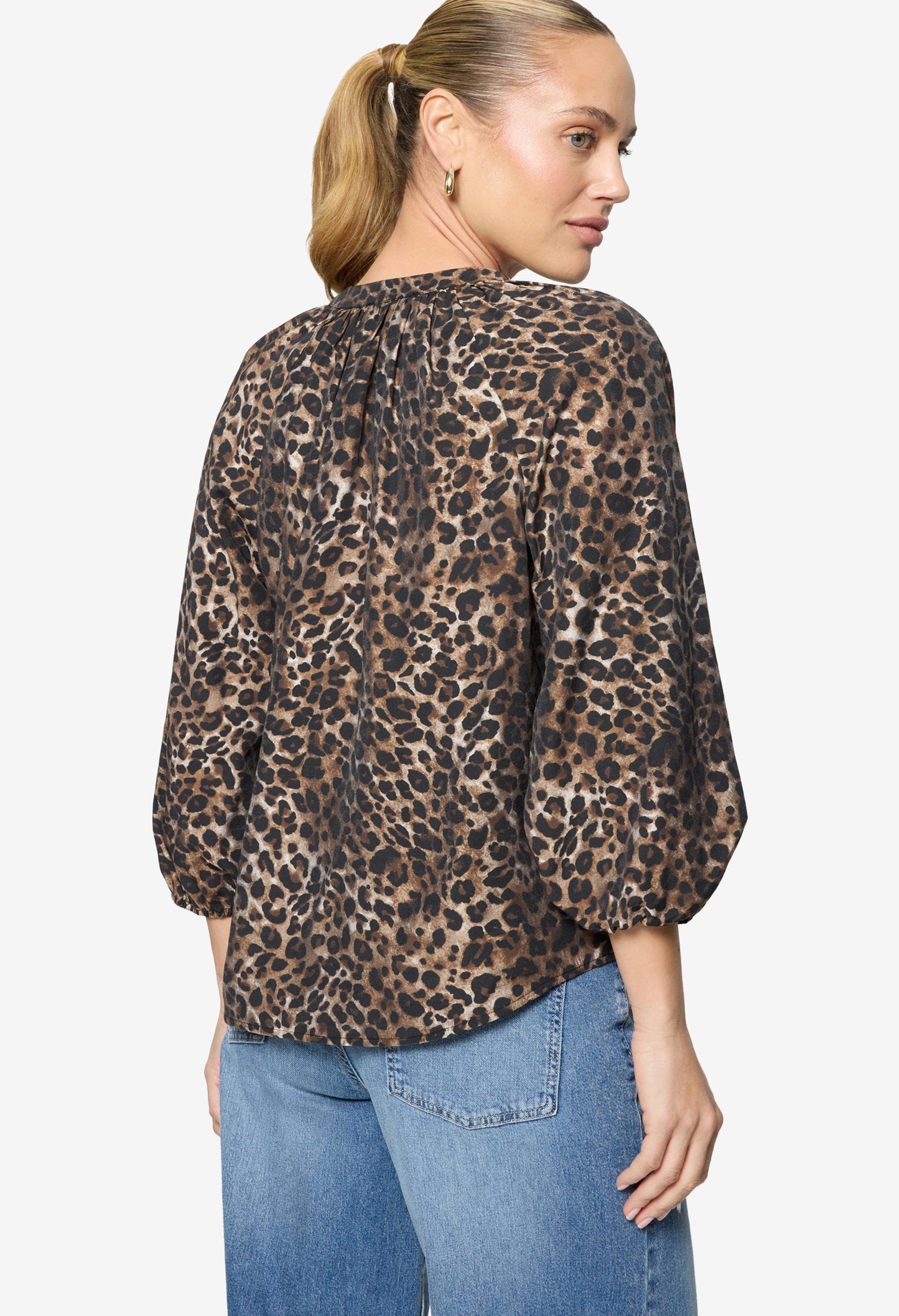 Leopard Print Slip On Blouse