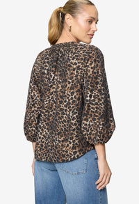 Leopard Print Slip On Blouse