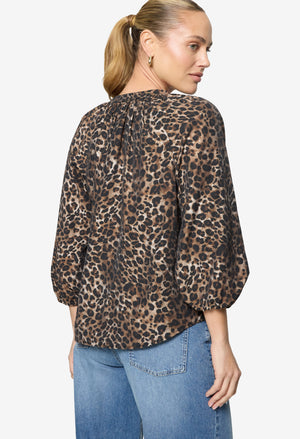 Leopard Print Slip On Blouse