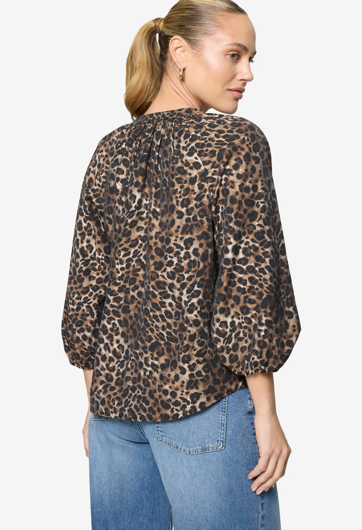Leopard Print Slip On Blouse
