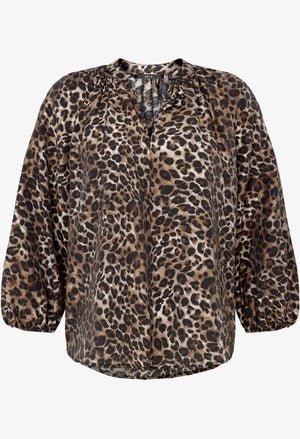 Leopard Print Slip On Blouse