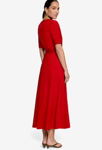 Faux Wrap Midi Dress