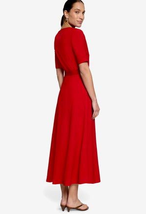 Faux Wrap Midi Dress