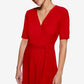 Faux Wrap Midi Dress