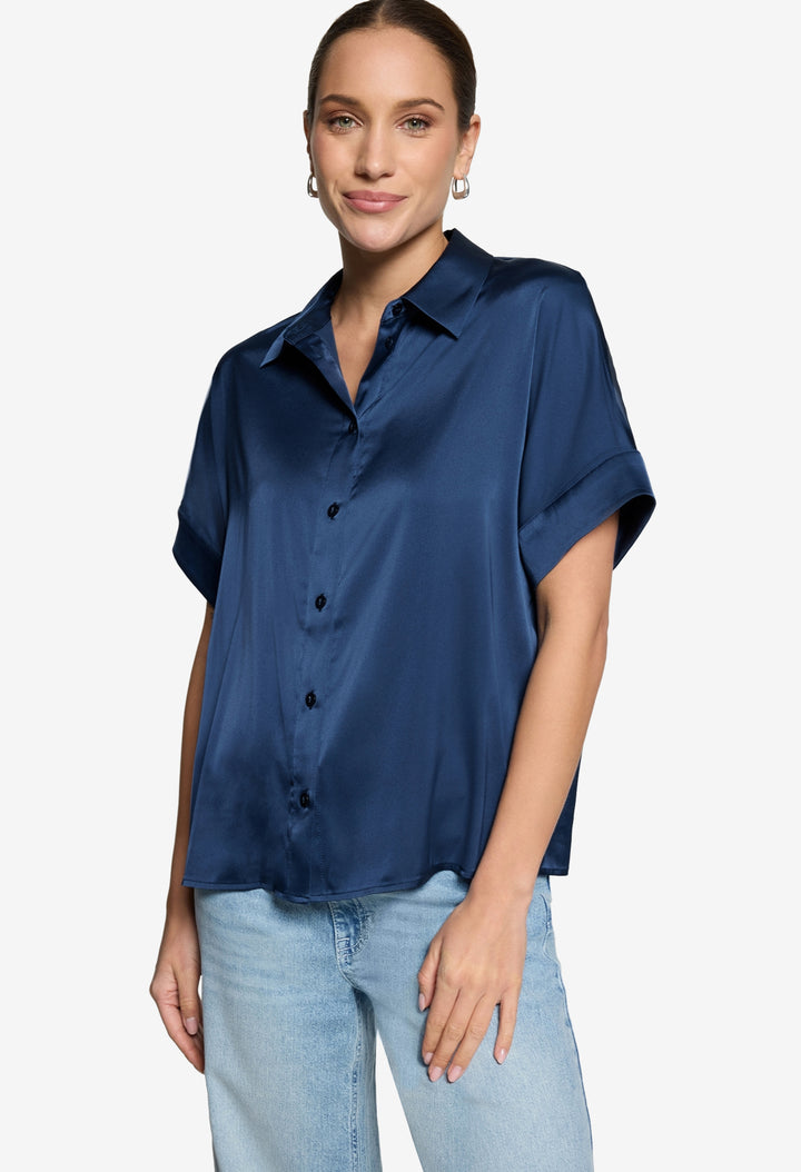 Short Sleeve Satin Blouse