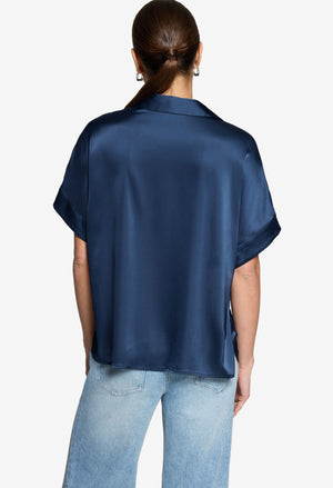 Short Sleeve Satin Blouse