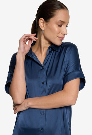 Short Sleeve Satin Blouse