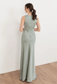 V-Neck Satin Maxi Dress