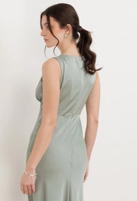 V-Neck Satin Maxi Dress