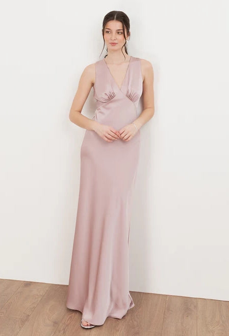 V-Neck Satin Maxi Dress