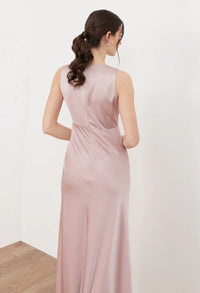V-Neck Satin Maxi Dress