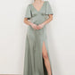 Angel Sleeve Satin Maxi Dress
