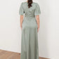Angel Sleeve Satin Maxi Dress