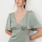 Angel Sleeve Satin Maxi Dress