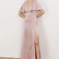 Angel Sleeve Satin Maxi Dress