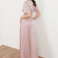 Angel Sleeve Satin Maxi Dress
